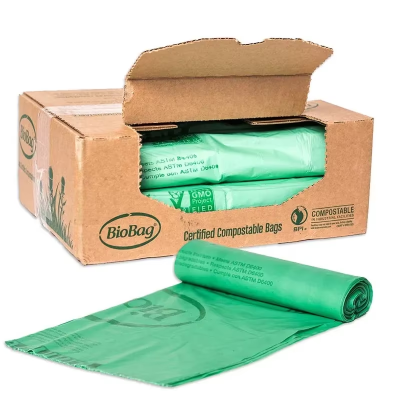Compostable Liner 34X48 IN 44 GAL Green Plant Fiber 0.88MIL 10 Count/Pack 8 Packs/Case 80 Count/Case