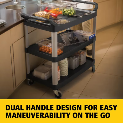 Xtra Utility Cart 40.6X20X38 IN 300 LB Black Gray Resin Open Sides 4 IN TPR Caster 1/Each