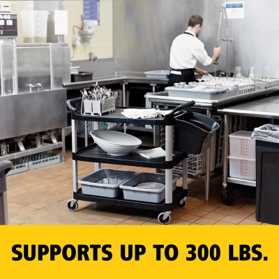 Xtra Utility Cart 40.6X20X38 IN 300 LB Black Gray Resin Open Sides 4 IN TPR Caster 1/Each