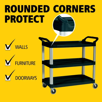 Xtra Utility Cart 40.6X20X38 IN 300 LB Black Gray Resin Open Sides 4 IN TPR Caster 1/Each