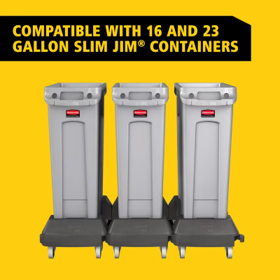 Slim Jim® Cleaning Cart Dolly 23.81X14.63X8.38 IN Black Resin Trainable 3 IN Non-Marking Casters 1/Each