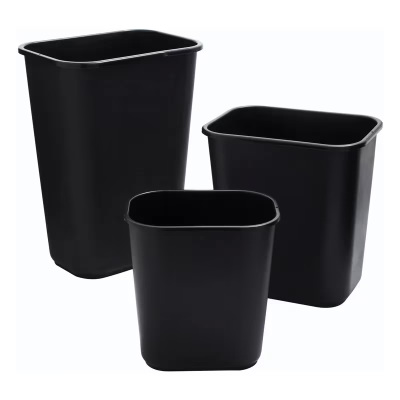 1-Stream Trash Can 14.75X10.5X15 IN 7 GAL 28 QT Black Rectangle Resin Deskside Food Safe 1/Each