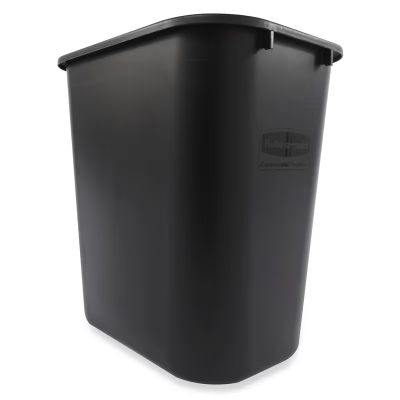 1-Stream Trash Can 14.75X10.5X15 IN 7 GAL 28 QT Black Rectangle Resin Deskside Food Safe 1/Each
