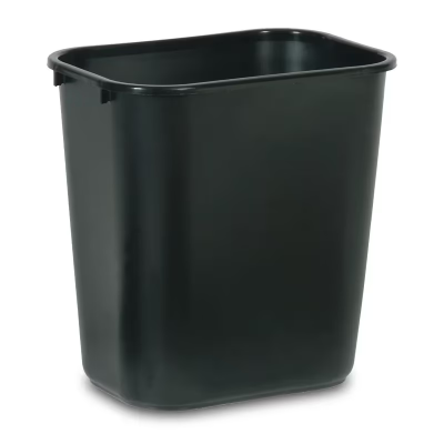 1-Stream Trash Can 14.75X10.5X15 IN 7 GAL 28 QT Black Rectangle Resin Deskside Food Safe 1/Each